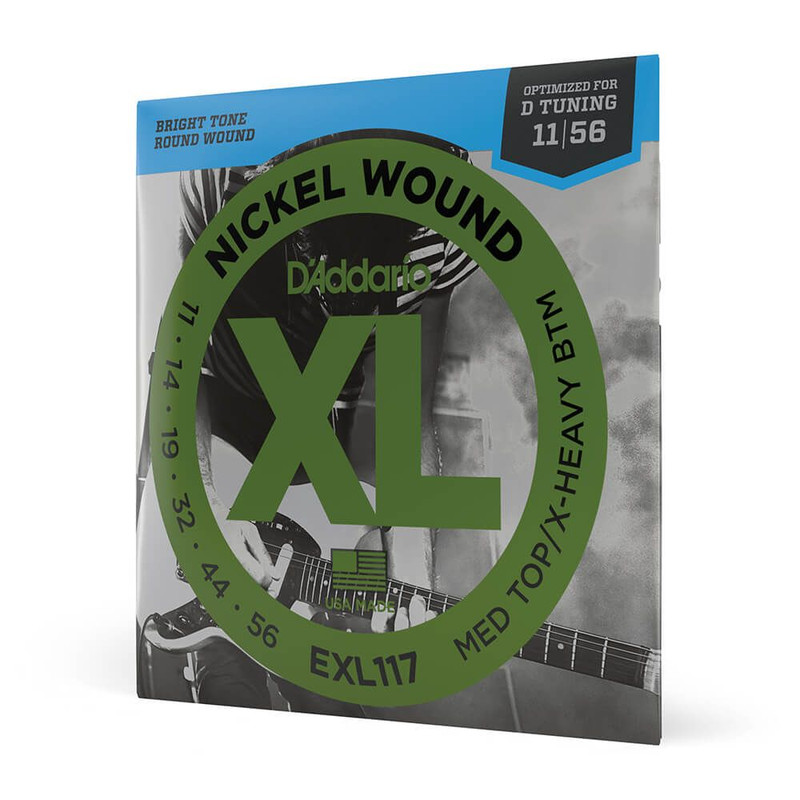 Daddario XL Nickel EXL117 Medium Top / Extra Heavy Bottom Set, 11-56 Daddario XL Nickel EXL117 Medium Top / Extra Heavy Bottom Set, 11-56