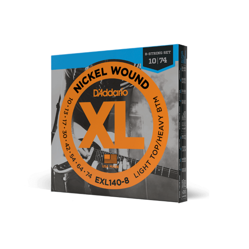 Daddario XL Nickel EXL140-8 Light Top / Heavy Bottom 8 String Set, 10-74 Daddario XL Nickel EXL140-8 Light Top / Heavy Bottom 8 String Set, 10-74