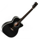 Sigma 1 Series 000MC-1E-BK Cutaway Electric Acoustic Guitar - Black