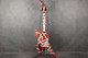 EVH Striped Series Shark Guitar - Burgundy with Silver Striped - 2nd Hand