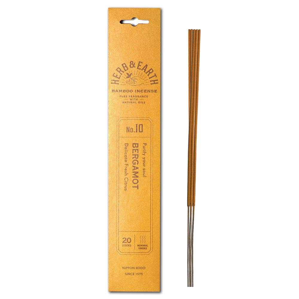 Herb and Earth Japanese Bamboo Incense, Bergamot, 20 Sticks Incense