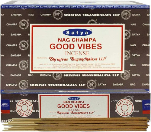 Satya Nag Champa Good Vibes Incense Sticks, 15g x 12 Boxes