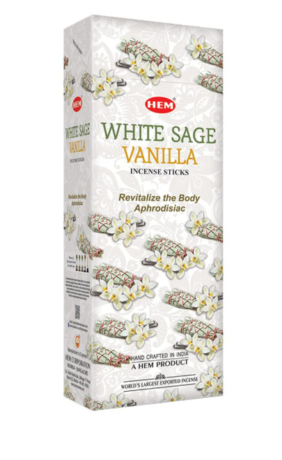 Hem White Sage Vanilla Incense Sticks - 120 Stick Bulk Box (6 Inner Tubes of 20)