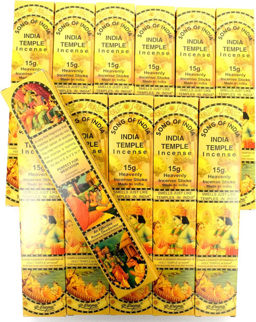 Song of India India Temple Incense Sticks, 24 Packs x 15g Each (360g Total)