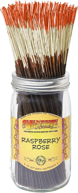 Wild Berry Raspberry Rose Incense Sticks, 100 Count Hand-Dipped Aromatic Incense