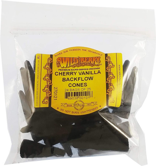 Wild Berry Cherry Vanilla Backflow Incense Cones, 25 Count
