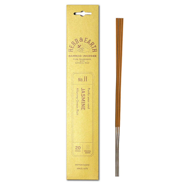 Herb and Earth Japanese Bamboo Incense, Jasmine, 20 Sticks