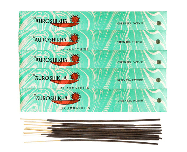 (5-Pack) Auroshikha Green Tea Incense 10 Sticks