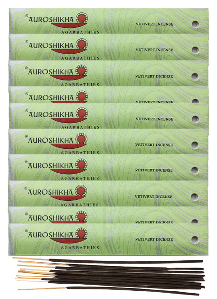 (10-Pack) Auroshikha Vetivert Incense 10 Sticks (10-Pack) Auroshikha Vetivert Incense 10 Sticks