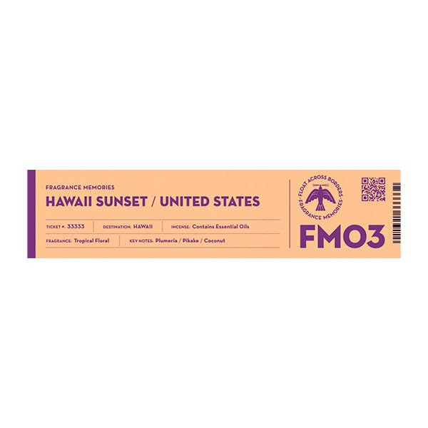 Nippon Kodo Fragrance Memories - FM 03 Hawaii Sunset/United States (15 Sticks), Japanese Quality Incense, Since 1575