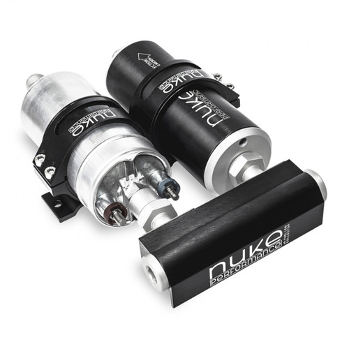 Nuke Performance 4-Port Fuel Log Collector for Bosch 044 Fuel Pump and Nuke Fuel Filter Slim (NUK-10010204)