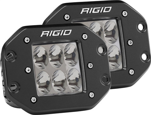 RIGID D-Series PRO LED Light, Driving Optic, Flush Mount, Black Housing, Pair (RIG-512313)