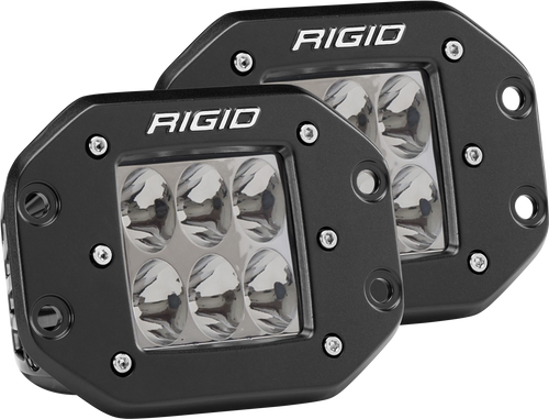 RIGID D-Series PRO LED Light, Driving Optic, Flush Mount, Black Housing, Pair (RIG-512313)