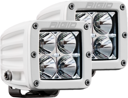 RIGID D-Series PRO LED Light, Flood Optic, Surface Mount, White Housing, Pair (RIG-602113)