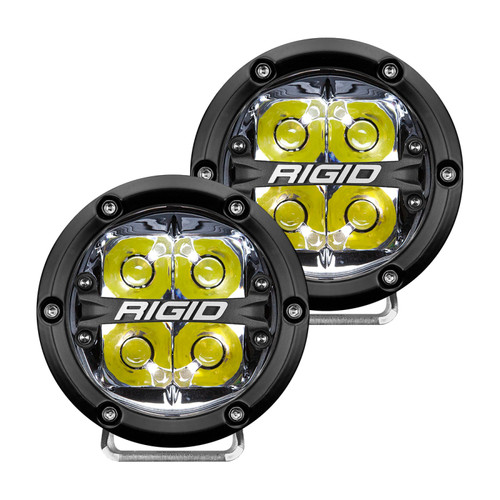 RIGID 360-Series 4 Inch Round LED Off-Road Light, Spot Beam Pattern for High Speeds, White Backlight, Pair (RIG-36113)