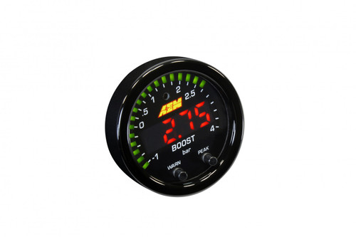 AEM X-Series Boost Pressure Gauge -30-60psi / -1-4bar Black Bezel & Black Faceplate (AEM-30-0308)