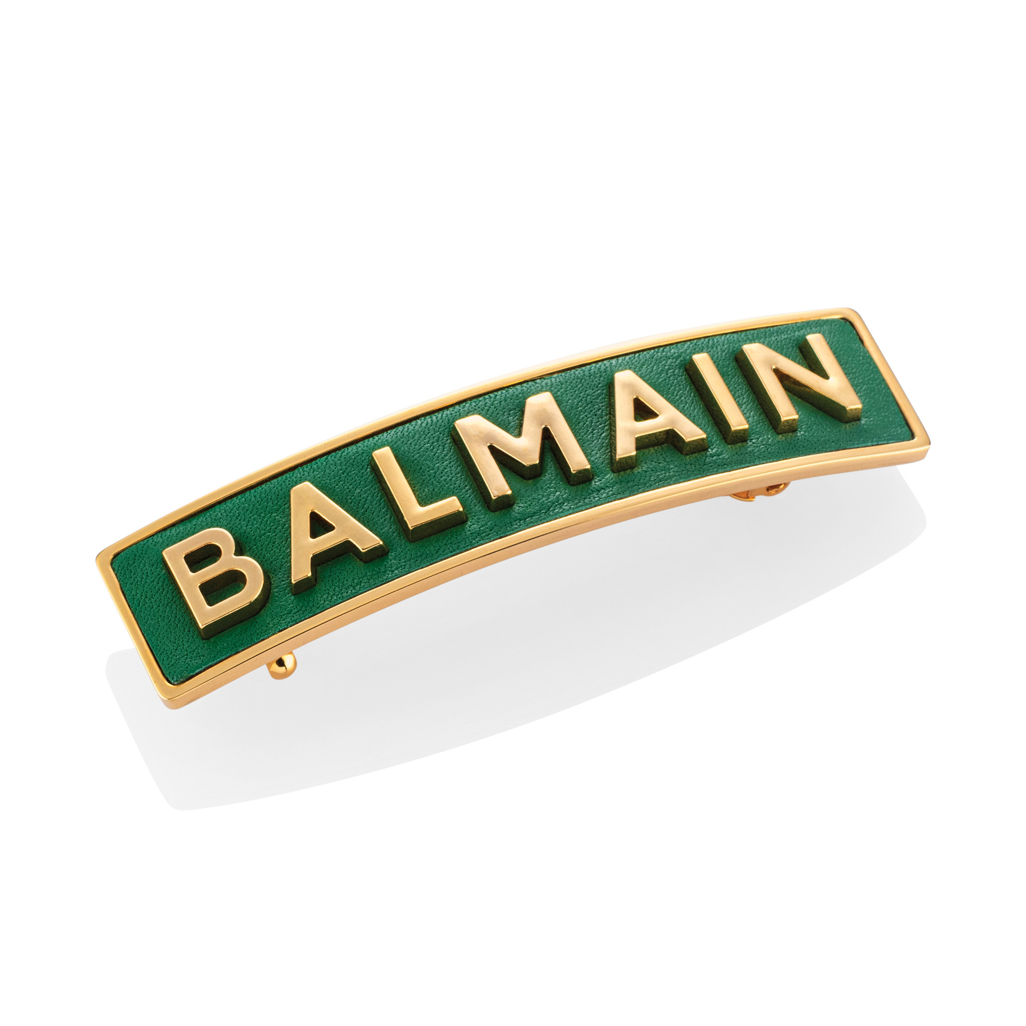 Balmain Limited Edition Green & Golden Logo Barrette FW22	