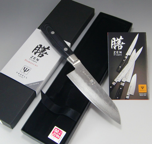 Yaxell ZEN 37-Layer VG10 Damascus Hammered Japanese Chef's Santoku Knife 125mm