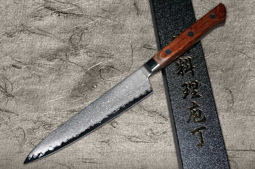 Tamahagane Kyoto 63 Layer-Damascus Wood Handle Japanese Chef's Petty Knife(Utility) 150mm