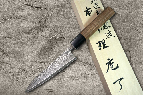Shigeki Tanaka 33-Layer R2(SG2) Damascus Harukaze Japanese Chef's Petty Knife(Utility) 150mm with Walnut Handle