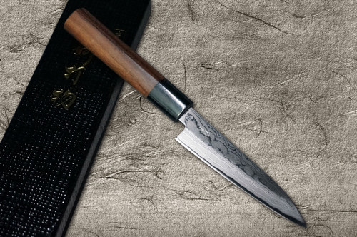 Takayuki Iwai Aogami No.2 Damascus FUMON RS Japanese Chef's Petty Knife(Utility) 110mm