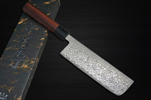 Yoshimi Kato 63 Layer VG10 Black Damascus RS8 Japanese Chef's Nakiri(Vegetable) 165mm with Black-Ring Octagonal Handle