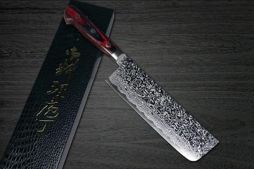 Yoshimi Kato 63 Layer VG10 Mirror Damascus PW Japanese Chef's Nakiri(Vegetable) 165mm with Laminated Wood Handle