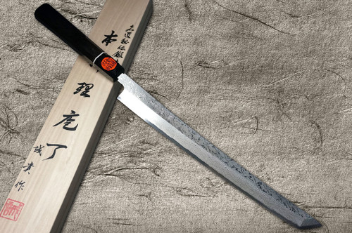 Shigeki Tanaka VG10 Damascus SENKO Japanese EB Chef's Sakimaru-Takohiki(Sashimi) 330mm with Ebony Handle Shigeki Tanaka VG10 Damascus SENKO Japanese EB Chef's Sakimaru-Takohiki(Sashimi) 330mm with Ebony Handle