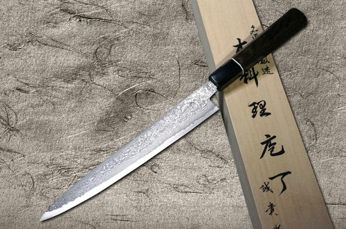 Shigeki Tanaka 33-Layer R2(SG2) Damascus Habakiri Japanese Chef's Slicer(Sujihiki) 210mm with Ebony Handle
