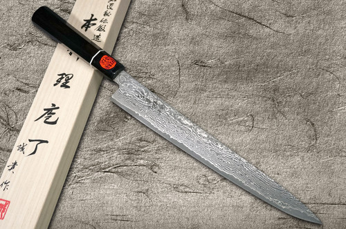 Shigeki Tanaka 33-Layer R2(SG2) Damascus Habakiri Japanese Chef's Slicer(Sujihiki) 270mm with Ebony Handle Shigeki Tanaka 33-Layer R2(SG2) Damascus Habakiri Japanese Chef's Slicer(Sujihiki) 270mm with Ebony Handle