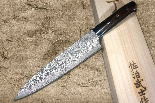Takeshi Saji R2(SG2) Black Damascus IR Japanese Chef's Gyuto Knife 210mm with Desert Ironwood Handle
