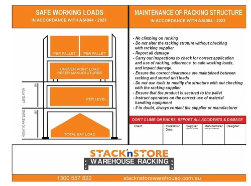 Pallet Racking Safe Working & Safe Loading Sign