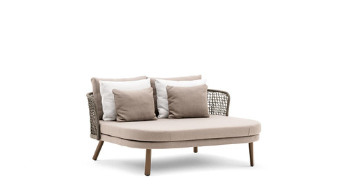 Lit de jardin rond design Vela Daybed, coussin Silvertex gris argent, Vondom