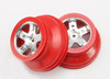 Wheels, SCT satin chrome, red beadlock style, dual profile (2.2' outer, 3.0' inner) (4WD front/rear, 2WD rear only) (2)