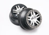 Wheels, SCT Split-Spoke, satin chrome, black beadlock style, dual profile (2.2' outer, 3.0' inner) (2WD front) (2)
