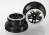 Wheels, SCT Split-Spoke, black, satin chrome beadlock style, dual profile (2.2' outer, 3.0' inner) (4WD f/r, 2WD rear) (2)