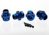 Wheel hub, splined, 17mm, 6061-T6 aluminum (blue-anodized) (4)/ screw pin, 4x13mm (with threadlock) (4) (for 6mm axles)