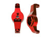 Caster blocks, 6061-T6 aluminum (red-anodized), left and right