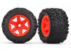 Tires & wheels, assembled, glued (orange wheels, Talon EXT tires, foam inserts) (2) (17mm splined) (TSM rated)