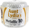 154M-0001S Aunt Lydia's Metallic Crochet Thread Size 10-White & Silver
