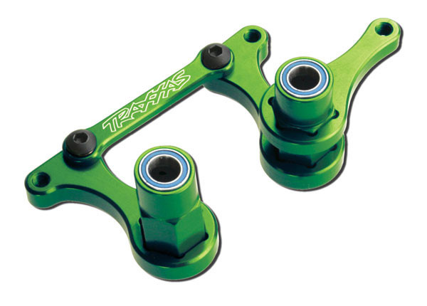 Steering bellcranks, drag link (green-anodized 6061-T6 aluminum)/ 5x8mm ball bearings (4)/ hardware (assembled)
