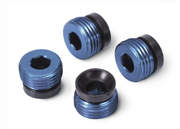 Aluminum caps, pivot ball (blue-anodized) (4)