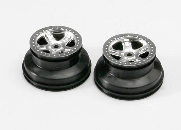 Wheels, SCT satin chrome, beadlock style, dual profile (2.2' outer, 3.0' inner) (2)