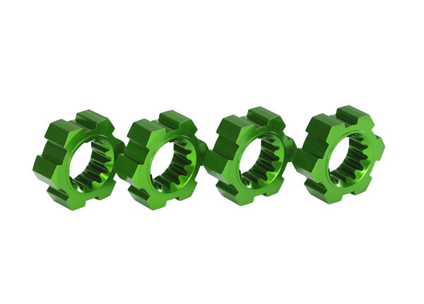 Wheel hubs, hex, aluminum (green-anodized) (4)