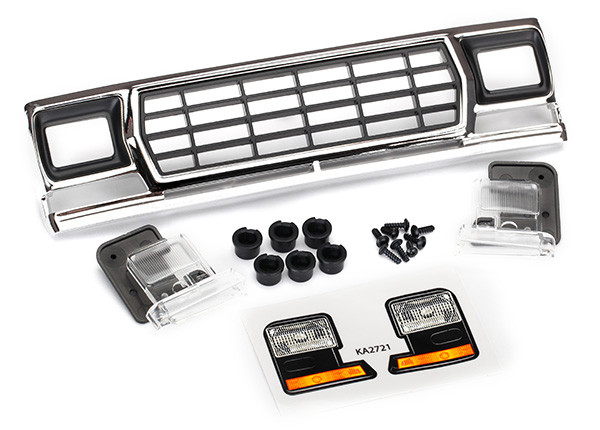 Grille, Ford Bronco/ grille retainers (6)/ headlight housing (2)/ lens (2)/ 2.6x8 BCS (6)/ 2.5x6 BCS (2) (fits #8010 body)