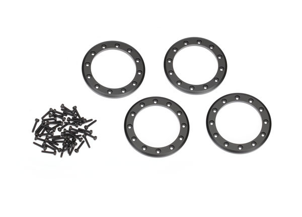 Beadlock rings, black (2.2') (aluminum) (4)/ 2x10 CS (48)