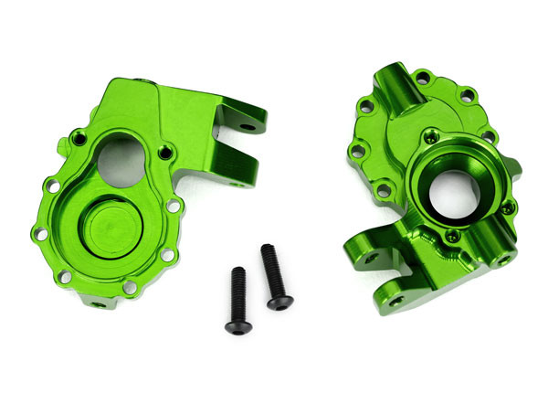 Portal housings, inner (front), 6061-T6 aluminum (green-anodized) (2)/ 3x12 BCS (2)