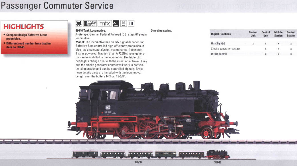 M39646  2010 Qtr.1 Digital DB class 64 Tank Locomotive (L) (HO Scale)
