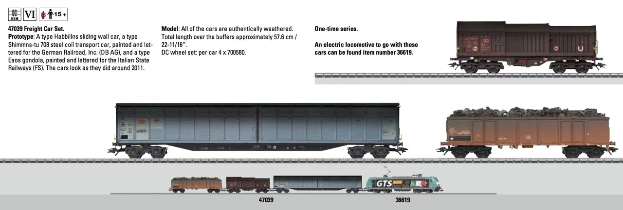 M47039  2014 FS/DB AG Freight 3-Car Set, weathered (HO Scale)