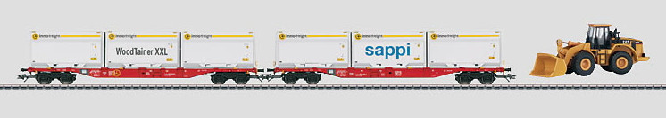 M47074  2011 DB AG Sappi 2-Flat Cars with Containers Set Exclusive 3/10 (HO Scal